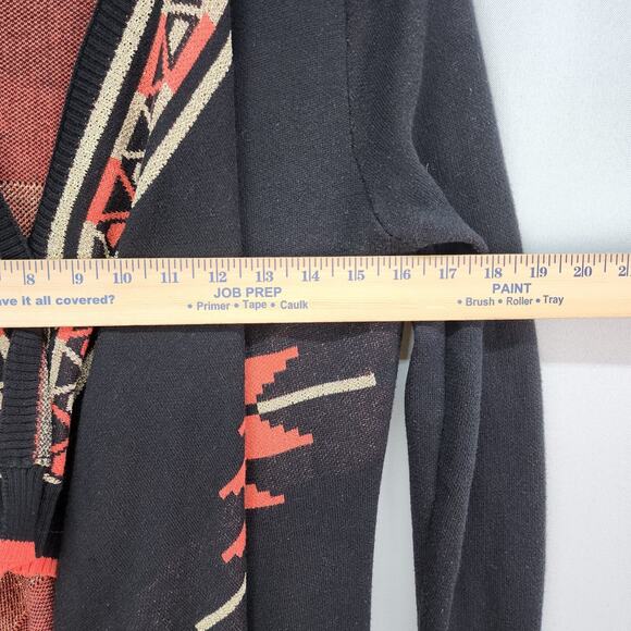 Hooked Up by IOT Sweater Women MEDIUM Cardigan Black Aztec Southwestern Boho - Picture 10 of 14